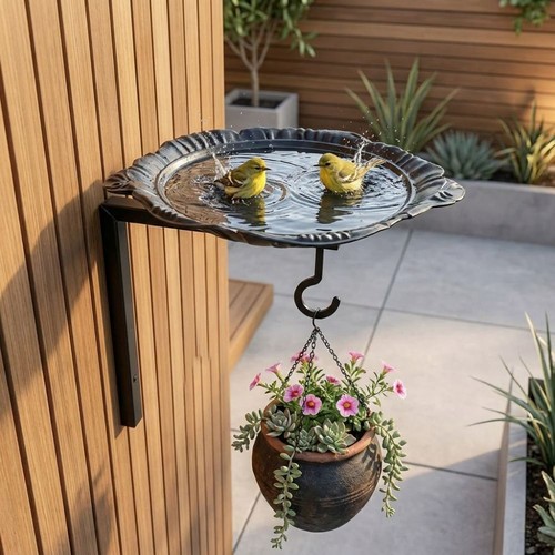 Iron bird bath feeder garden - bird, &