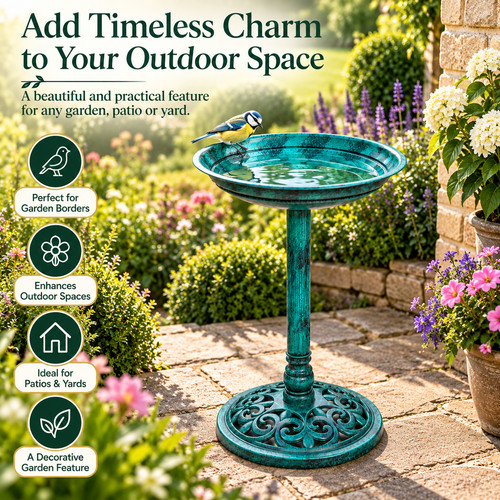 Outdoor patio garden bird bath - bird,