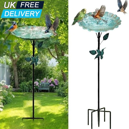Metal bird bath bowl with - bird,