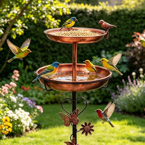 Outdoor garden metal bird bath - outdoor,