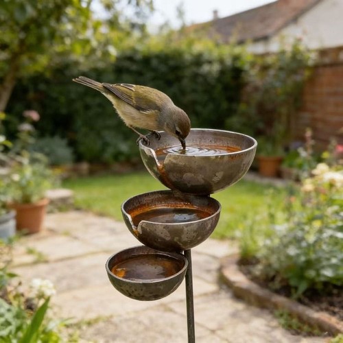 Metal stake bird - stake, bath