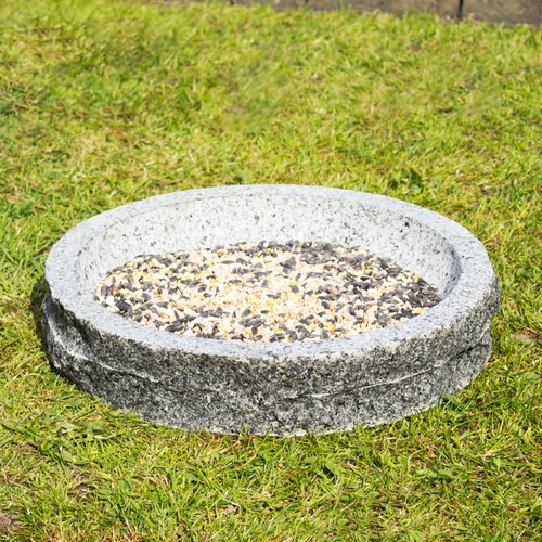 Large round granite bird bath - round,